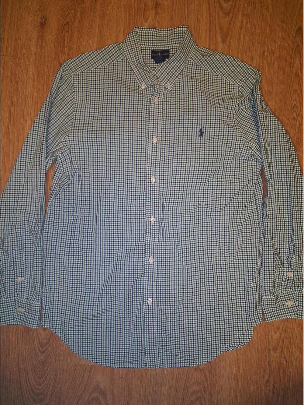 Polo Ralph Lauren Shirt Boys XL 18-20 Green Check Cotton